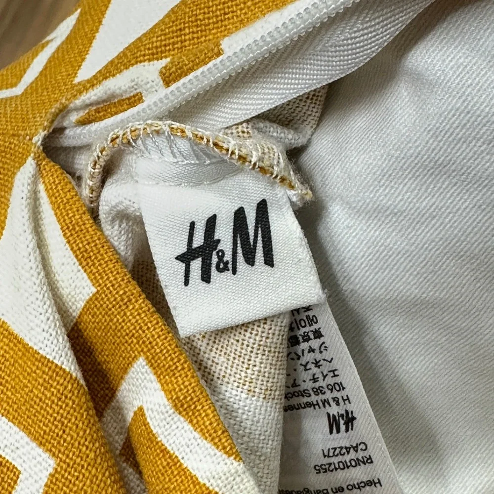 H&M Mustard Yellow Geometric Trellis Square Throw Pillow 19